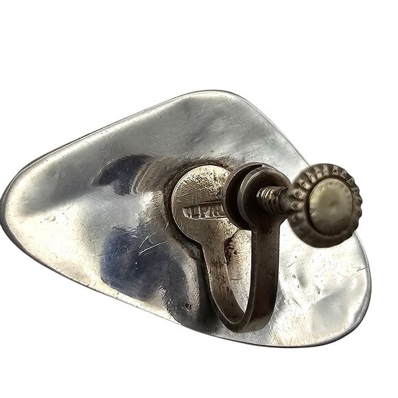 Alpaca Silver Screw Back Earring Abalone Inlay Swordfish Upcycle Craft - Picture 11 of 15